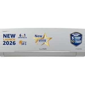 Lloyd 1.5 Ton 5 Star Inverter Split AC, 2026 New Star Rated (6 in 1 Convertible, Cools Up To 54°C, DG Mode, Ice Clean, Smart 4 Way Swing, Turbo Cool, Installation Check, White, GLS18I5AGGGW)