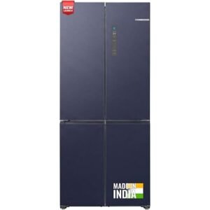 Bosch 503L, Frost Free 4 Door Side-by-Side Refrigerator with Perfect fit technology,Zero Gap, Prevents wall collision,VitaFresh Plus Technology(2026 Model, KCP88E256I, Dark Lake Metal)