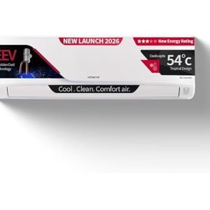 Hitachi 1.5 Ton 5 Star, New Star rated, Inverter Split AC (Copper, Smart View Display, 4 Way Swing, ice Clean, Anti-bacterial Filter,RAS.V518PCDIBT, White)