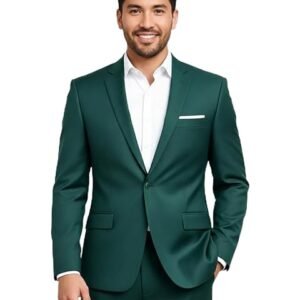 Men's Formal Blazer, Green, Single Button, Notch Lapel, Business Suit Jacket