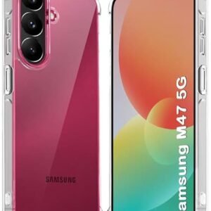 TheGiftKart Crystal Clear Back Cover Case for Samsung Galaxy M47 5G | 360 Degree Protection | Shock Proof Design | Transparent Back Cover Case for Samsung Galaxy M47 5G (PC & TPU, Transparent Bumper)
