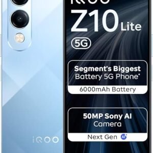 iQOO Z10 Lite 5G (Titanium Blue 2026, 4GB RAM, 128GB Storage) | Dimensity 6300 5G Processor | 50MP Sony AI Camera | 6000 mAh Battery | IP64 Rated & Military Grade Shock-Resistance*