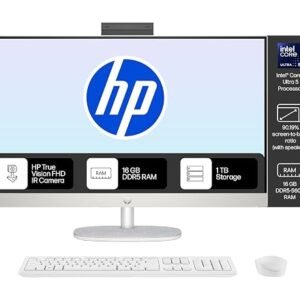 HP All-in-One, Intel Core Ultra 5 125U (16GB DDR5,1TB SSD) IPS, 300 nits, Anti-Glare, 27inch(68.6cm) FHD, Win11, M365, Office24, Shell White, 6.72kg, FHD IR tilt Camera w/Privacy shuttter, 27-cr1027in
