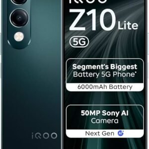 iQOO Z10 Lite 5G (Cyber Green 2026, 4GB RAM, 128GB Storage) | Dimensity 6300 5G Processor | 50MP Sony AI Camera | 6000 mAh Battery | IP64 Rated & Military Grade Shock-Resistance*