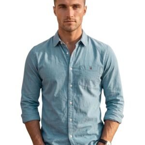 Louis Philippe Men's Cotton Slim Fit Over Dyed Color Depth Comfortable and Durable Soft Handfeel Full Sleeve Solid Casual Shirt