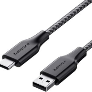 Ambrane Unbreakable 3A Fast Charging 1.5m Braided Type C Cable for Smartphones, Tablets & other Type C devices, 480Mbps Data Sync, Quick Charge 3.0 (RCT15A, Black)