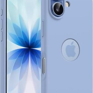 Elzzi Microfiber Logo Cut Cover Compatible for iPhone 17 Case Liquid Silicone Cases Full Body 4 Layer Protective Covers Shockproof Back Cover with High Raised Camera Lips (Official Blue)
