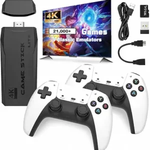 Amitasha 2026 Upgraded 4k TV Plug & Play Video Game with 2 Wireless Controllers - 21000+ Retro TV Gaming Stick Console for Kids & Adults Ages 14+