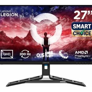 Lenovo Legion {Smartchoice} R27qe Gen 2 | 27" (68.58cm) QHD IPS 200Hz Gaming Monitor | 0.5ms, AMD FreeSync, 99%sRGB, 2xHDMI 2.1, TMDS, 1xDP 1.4| Tilt, Swivel, Pivot, Height Adjust | Black | 68C7GAC3IN