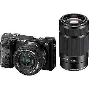 Sony New Alpha ILCE-6100X (Previously ILCE-6100Y) with Upgraded SELP1650 (Ver 2) Power Zoom Lens + SEL55210 Lens | 24.2 MP | APS-C Sensor | Fast Auto Focus | Tiltable LCD – Black