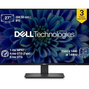 Dell SE2726D 27 inch (68.58 cm) QHD IPS Display, 144Hz Refresh, AMD FreeSync, Eye Comfort Technology, Flicker-Free, HDMI/DP Connectivity, Elegant Design for Work & Play