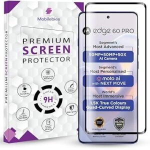 Advanced Black Border Tempered Glass Screen Protector Compatible for Motorola Edge 60 Pro 5G / Edge 60 5G (6.9 Inch, Pack of 1) | Full Screen Coverage Screen Protector Guard Protector