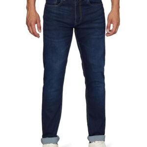 Peter England Men's Tapered Fit Mid Rise Classic Tape Stretchable Twill Jeans