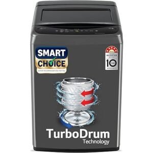LG 7 Kg 5 Star Smart Inverter Technology Fully Automatic Top Load Washing Machine (T70VBMB1Z, Auto Prewash, Turbodrum, Stainless Steel drum, LED Display, Smart Diagnosis Middle Black)