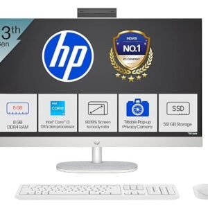 HP All-in-One, 13th Gen Intel Core i3-1315U (8GB DDR4, 512GB SSD) IPS,300 nits, Anti-Glare, FHD, 27''(68.6cm), Win11, M365* Office 24, Shell White, 6.42kg, FHD IR tilt Camera, 27-cr0902in/cr0906in