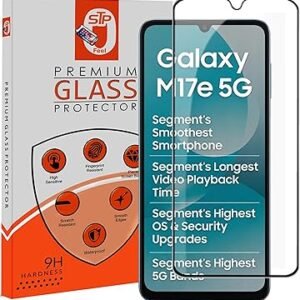 STP FEEL® Premium Tempered Glass Screen Protector Guard Compatible For Samsung Galaxy M17e 5G (6.7 Inch, Pack of 1) | Edge to Edge Coverage With Easy to installation kit for Smartphone