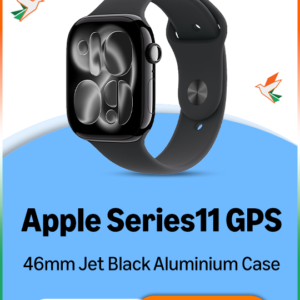 Apple Watch Series 11 GPS 46mm Jet Black Aluminium Case with Black Sport Band - M/L