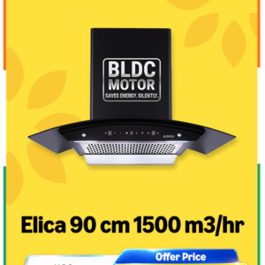 Elica 90cm 1500 m3/hr BLDC Filterless Autoclean Kitchen Chimney with 15 Years Motor & 5 Years Comprehensive Warranty